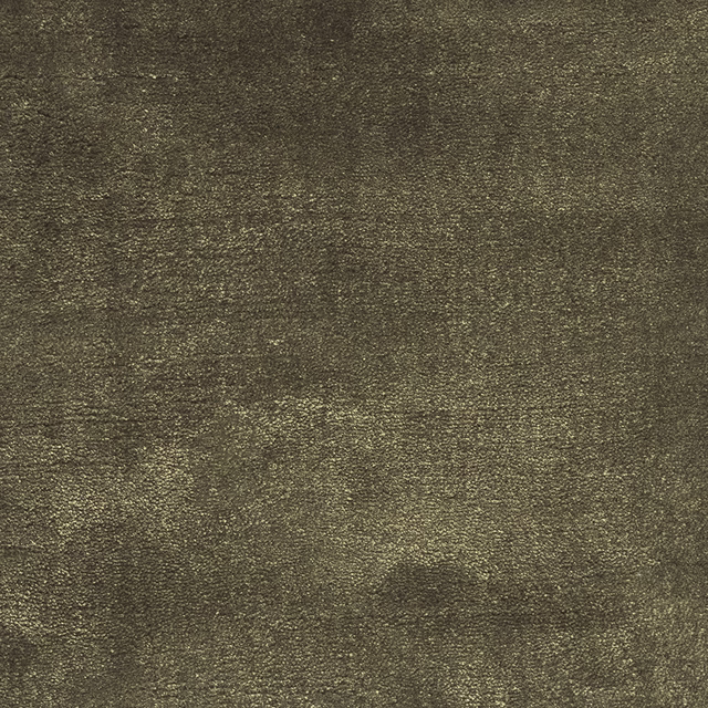 Mottled olive-brown carpet surface with fine nubby texture and subdued sheen