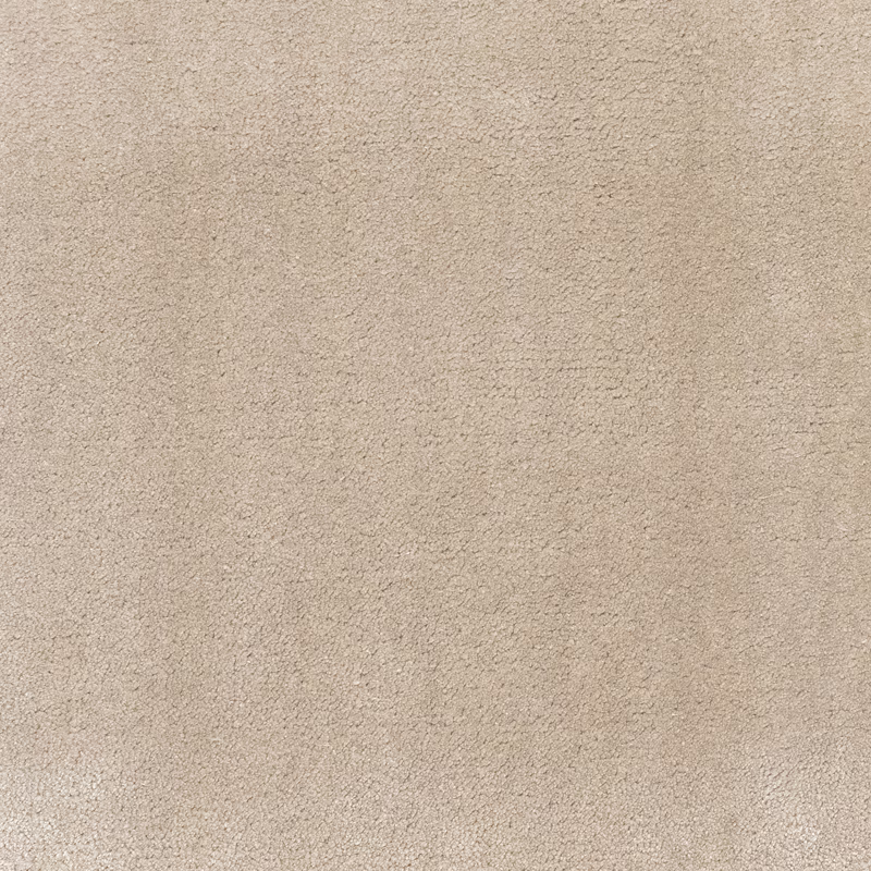 Warm ecru beige carpet swatch with dense short pile and softly mottled texture