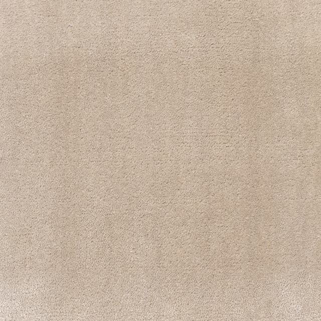 Warm ecru beige carpet swatch with dense short pile and softly mottled texture