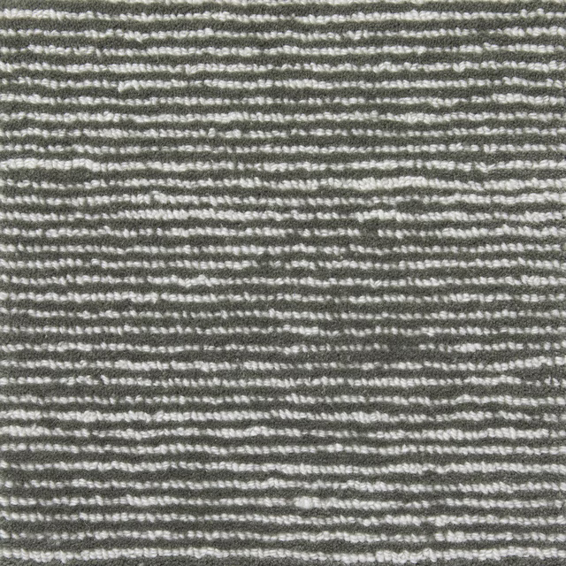 Juniper-grey woven textile with irregular vanilla horizontal lines and tactile raised texture