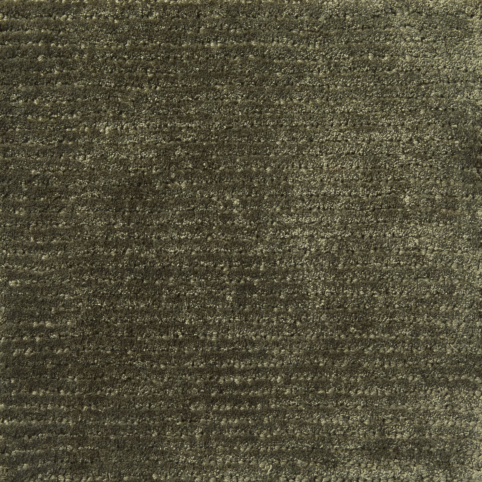 Close-up of muted olive-khaki Caper with dense nubby weave and horizontal tonal texture