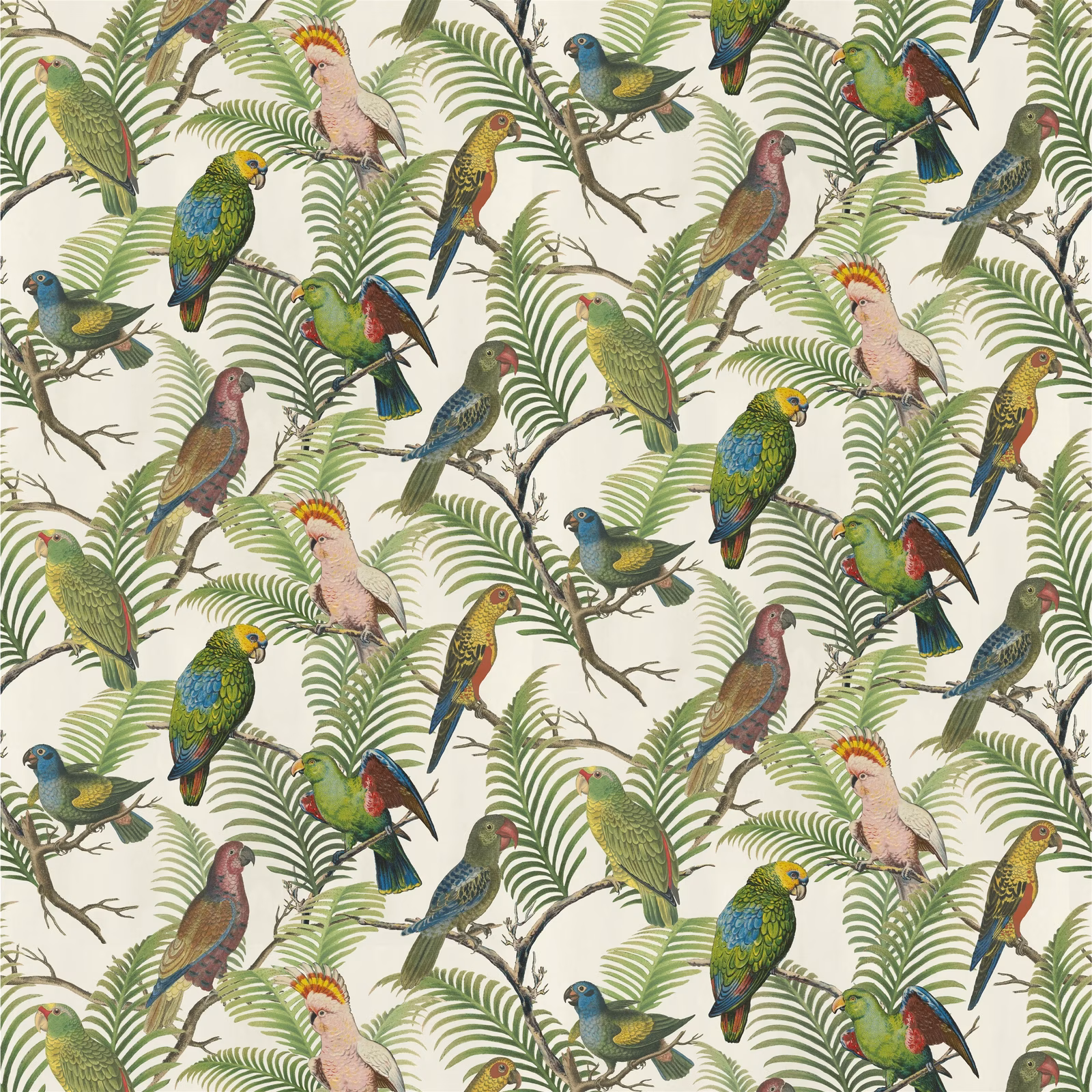 Parrot And Palm Azure fabric