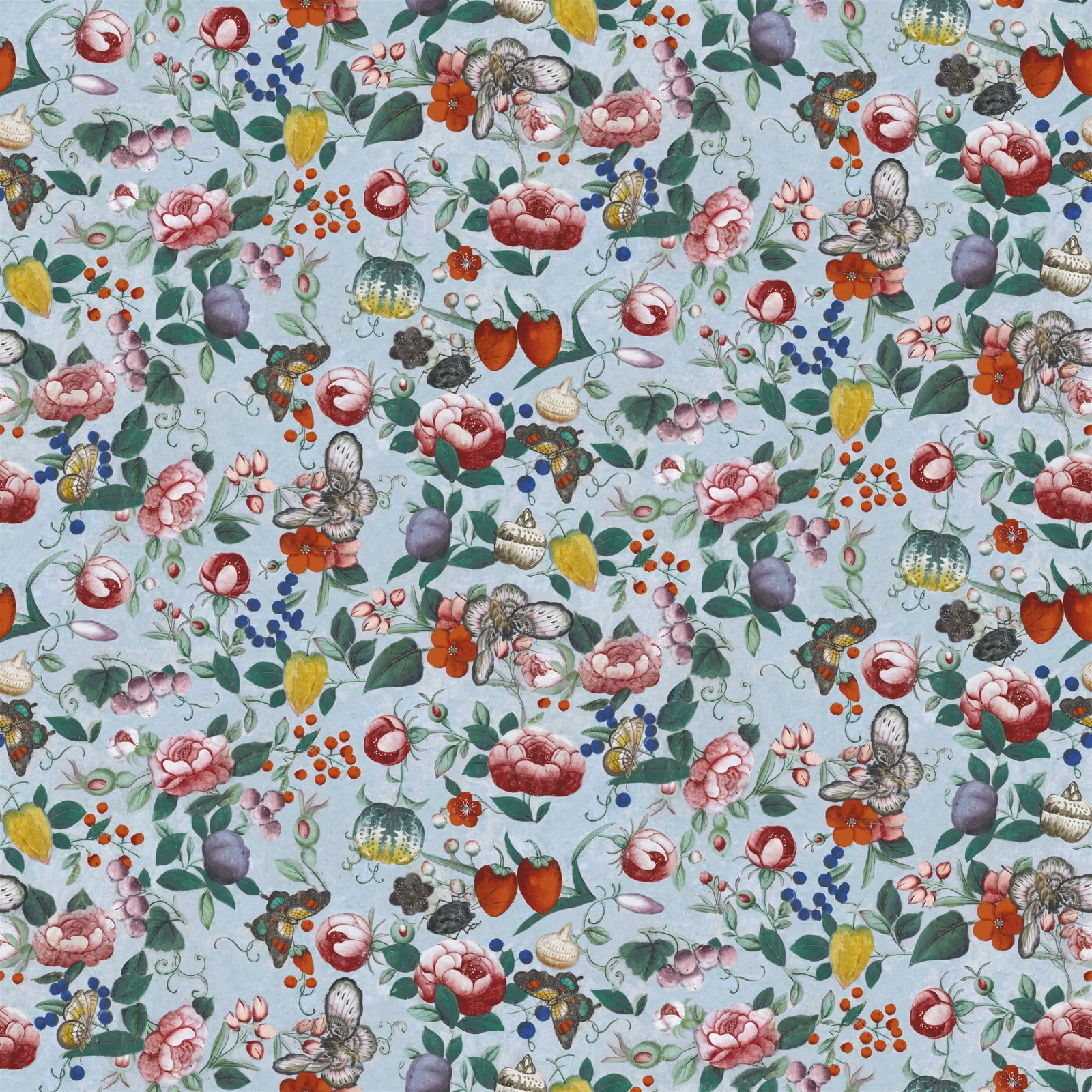 Flower Fan Sky Blue fabric