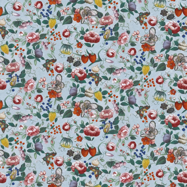 Flower Fan Sky Blue fabric