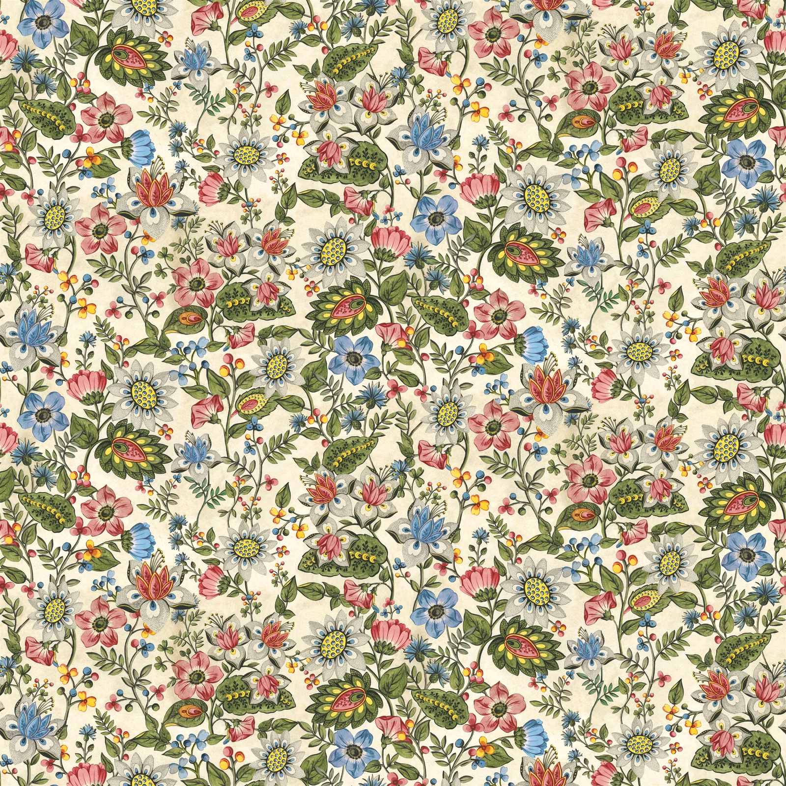 Folk Flower Parchment fabric