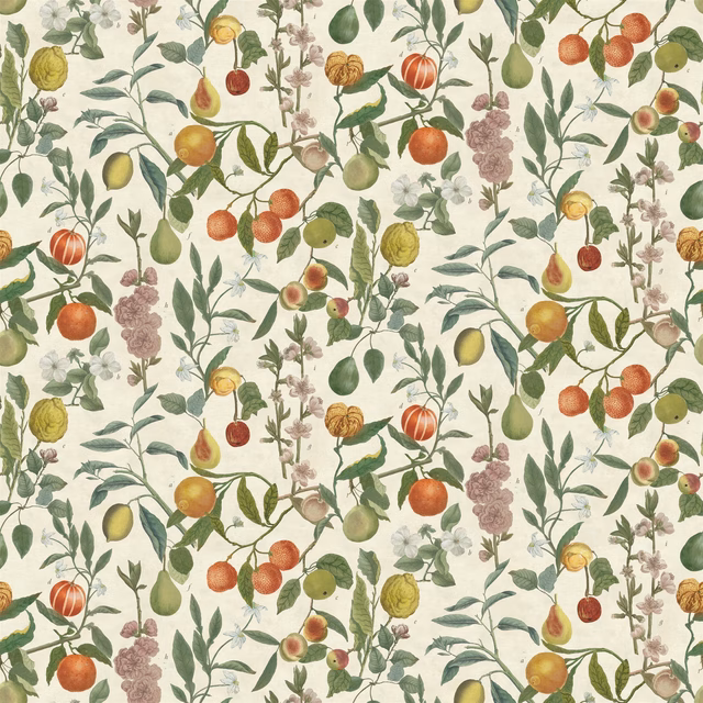 Orchard Fruits Parchment fabric