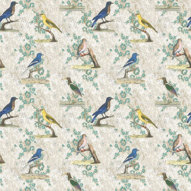 Wallpaper Birds Parchment fabric