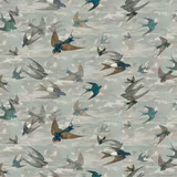 Chimney Swallows Sky Blue fabric