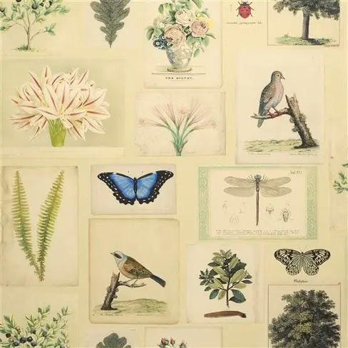 Flora And Fauna Parchment fabric
