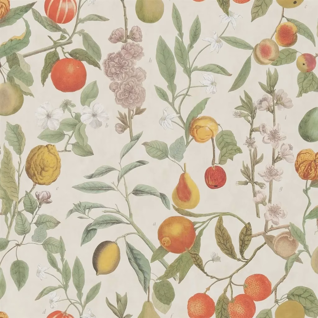 Orchard Fruits Parchment fabric