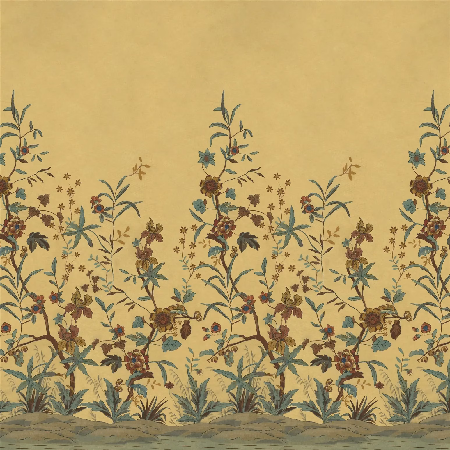 Peacock Toile Scene 2 Sepia fabric