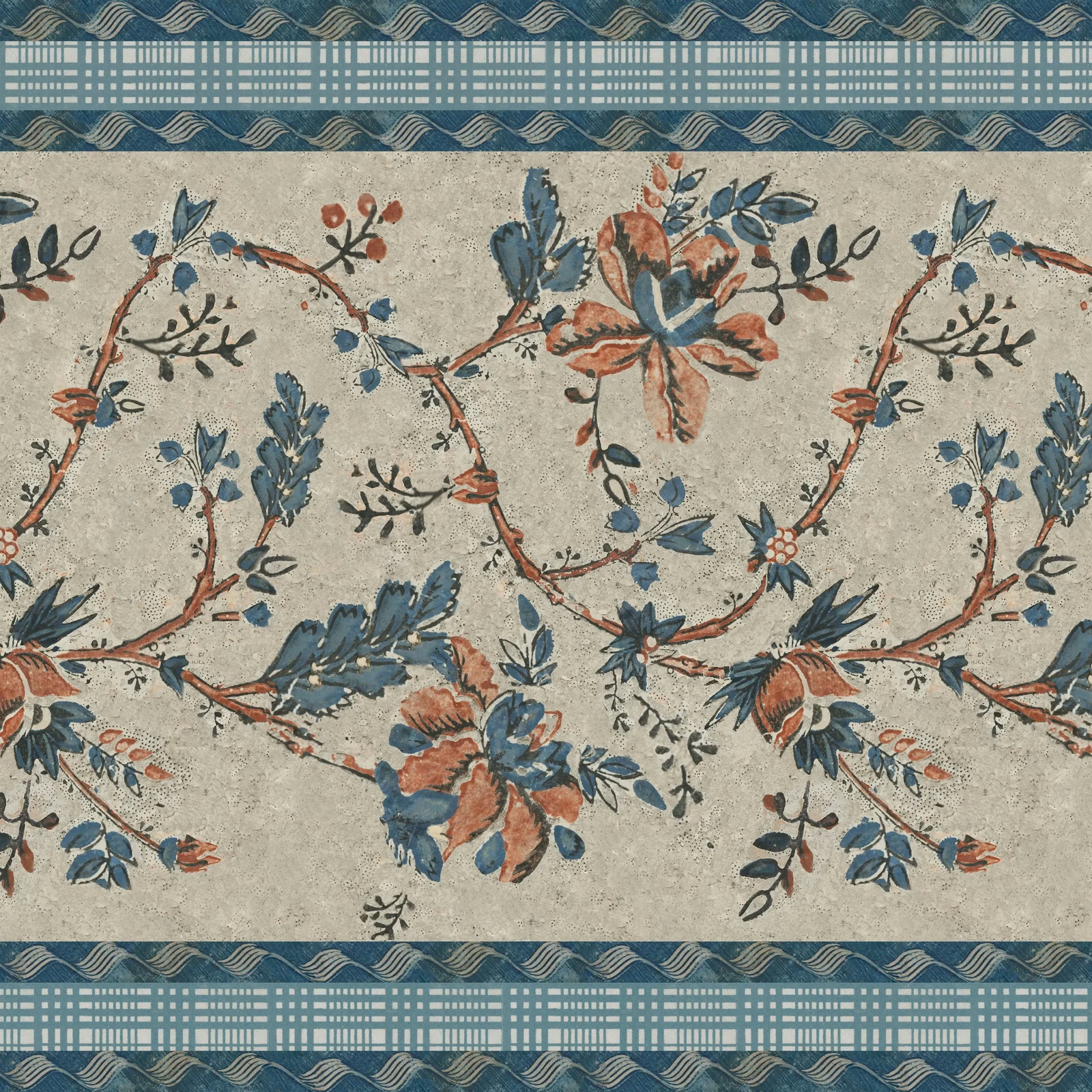 Pentimento Wide Border Linen fabric