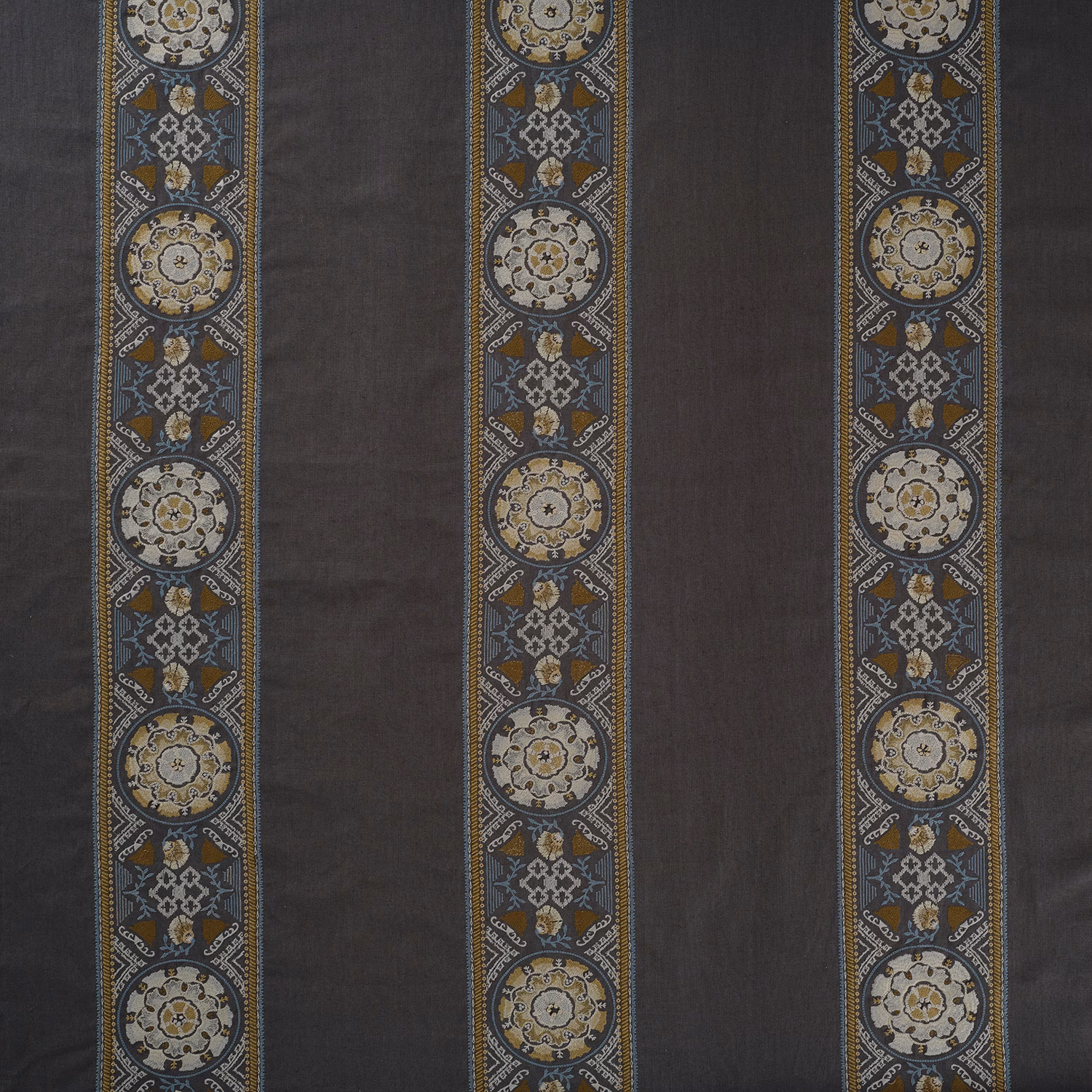 Suzani Stripe Ink/Gold fabric