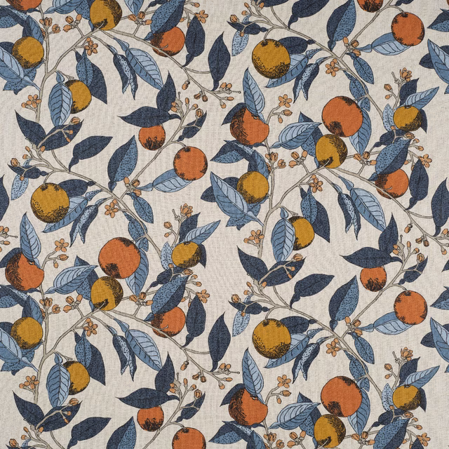 Orange Grove Tangelo Blue fabric