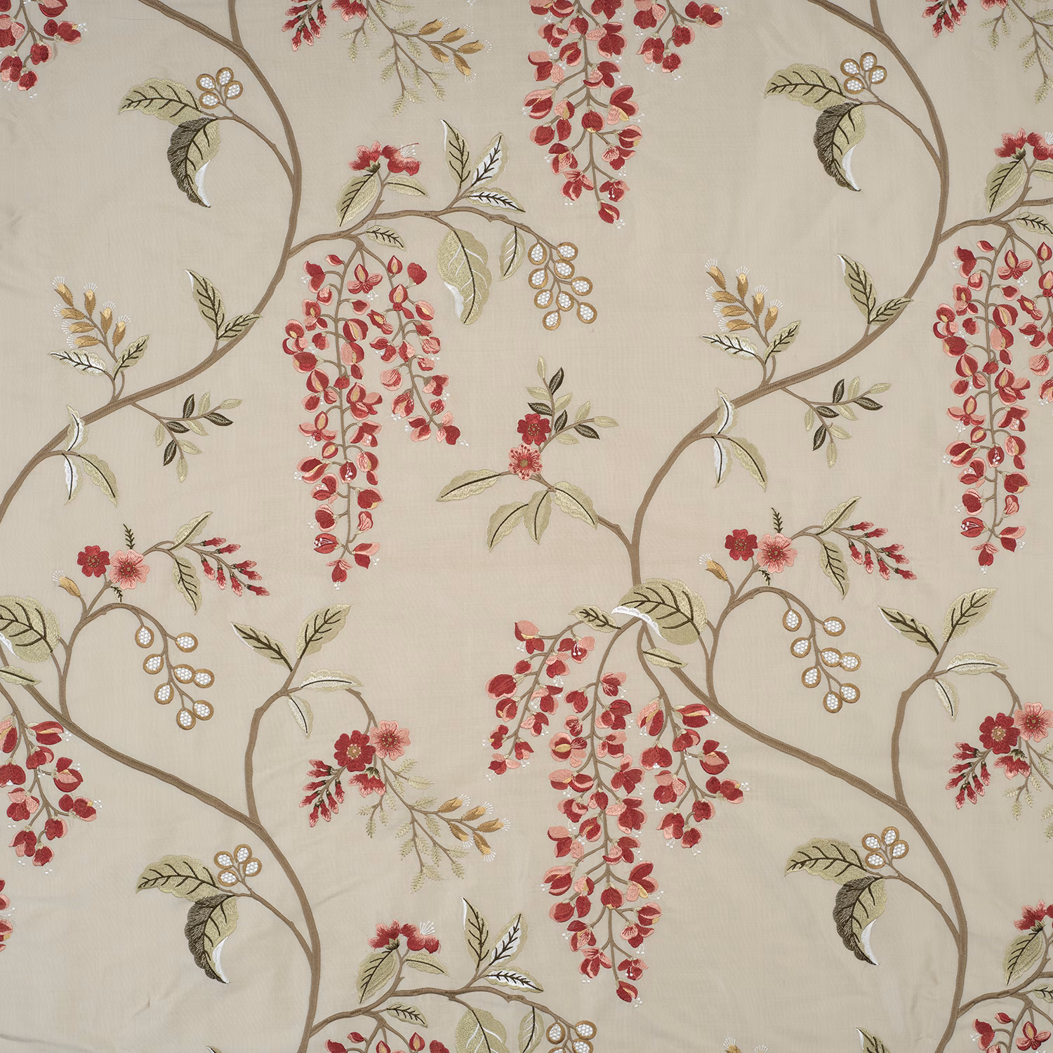 Wisteria Vine Silk Cherry Rose fabric