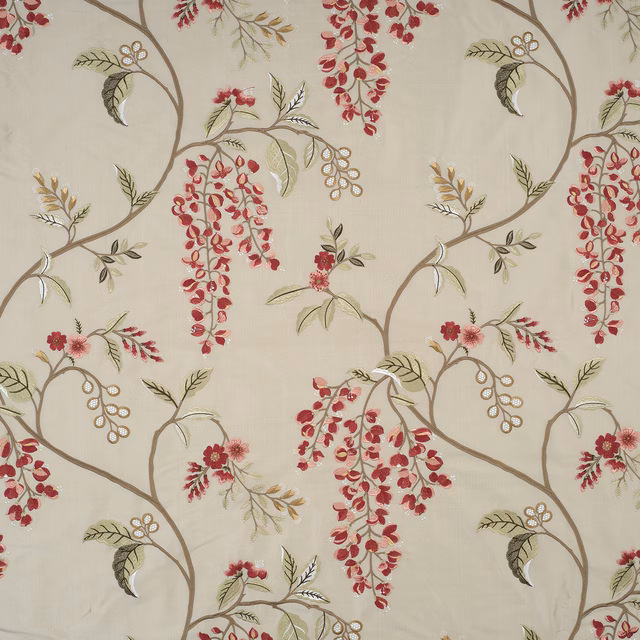 Wisteria Vine Silk Cherry Rose fabric