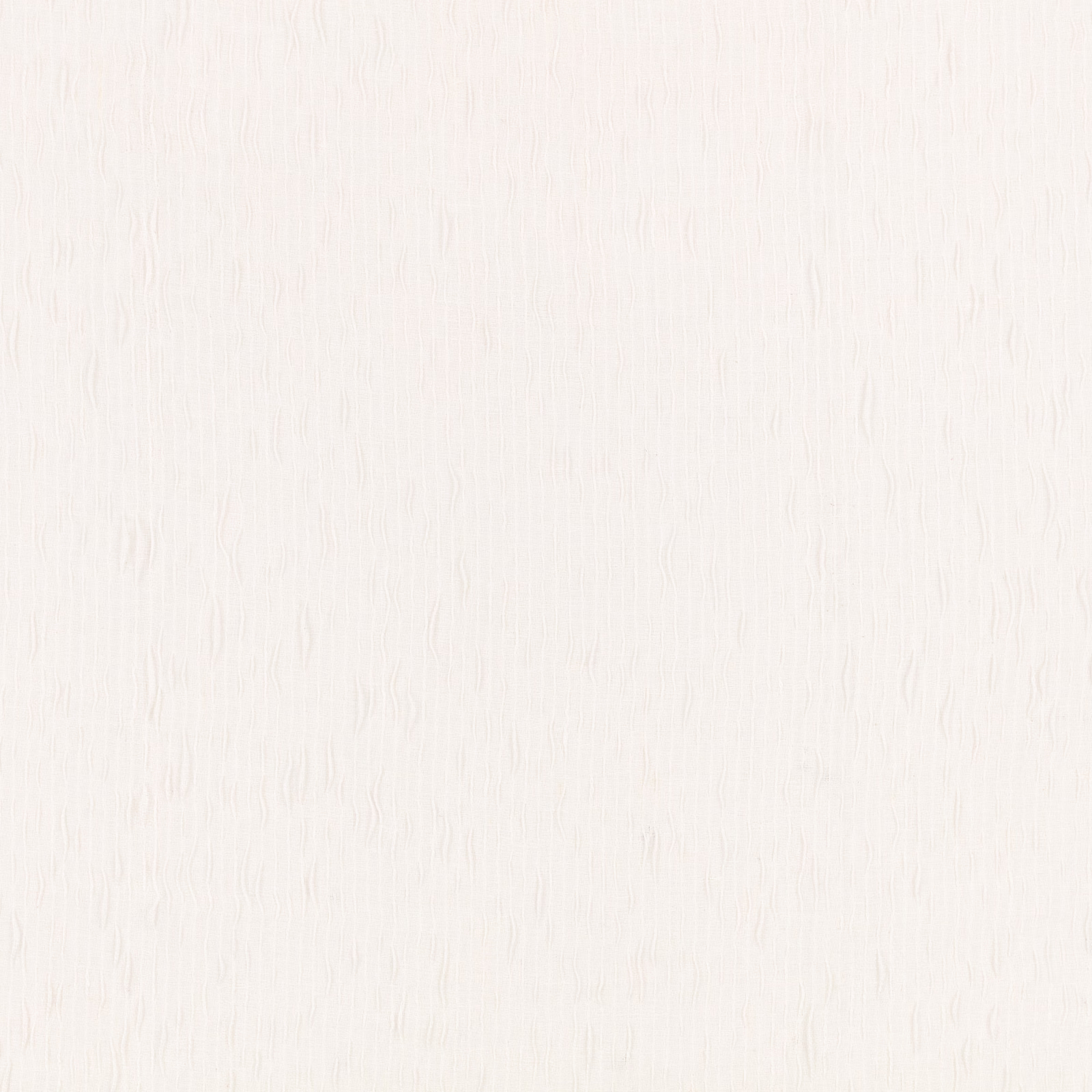 Warm ivory white fabric with fine wavering vertical slubs and subtle texture