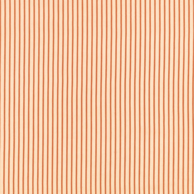 Warm tangerine and cream fabric with fine irregular vertical stripes