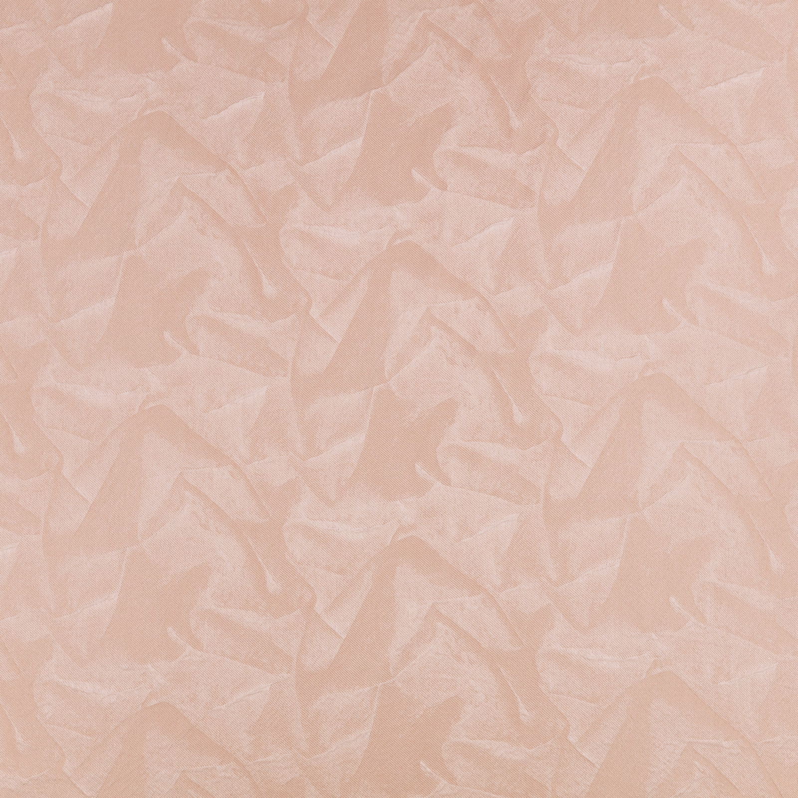 Pale blush-pink textile with crumpled tonal shapes and chalky highlights