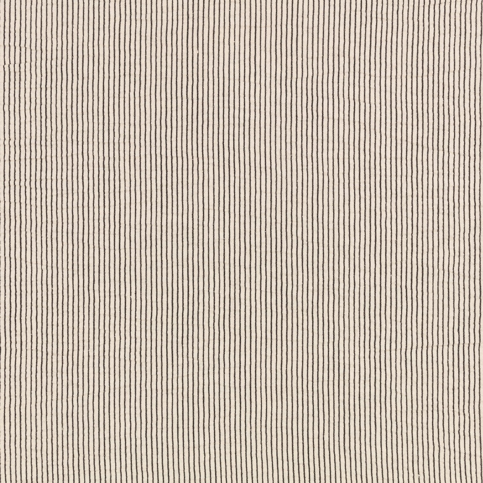 Cream textile with closely spaced irregular charcoal pinstripes and fine linear texture