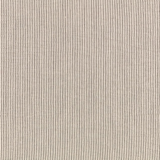 Cream textile with closely spaced irregular charcoal pinstripes and fine linear texture