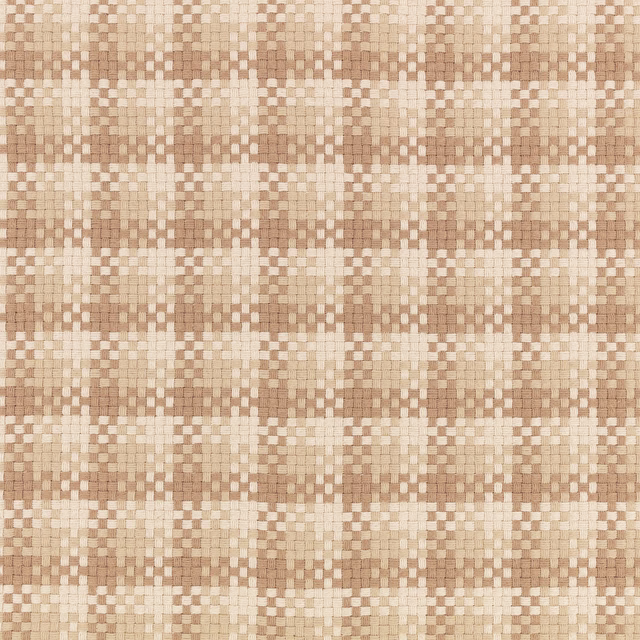 Warm cappuccino and cream pixel-check weave with softly raised, tactile texture