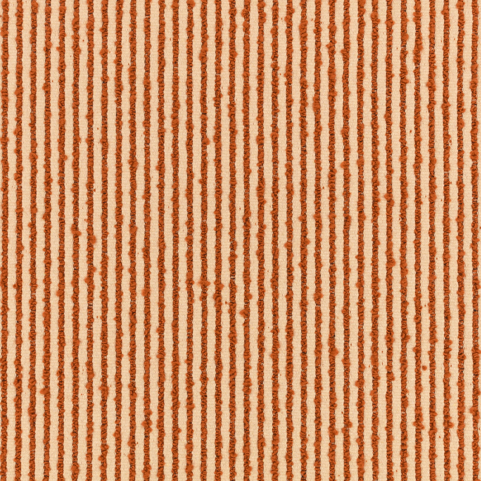 Warm burnt-orange irregular stripes woven across a textured ivory fabric ground