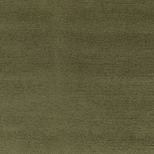 Close-up of muted seaweed olive fabric with a fine, softly mottled plain weave
