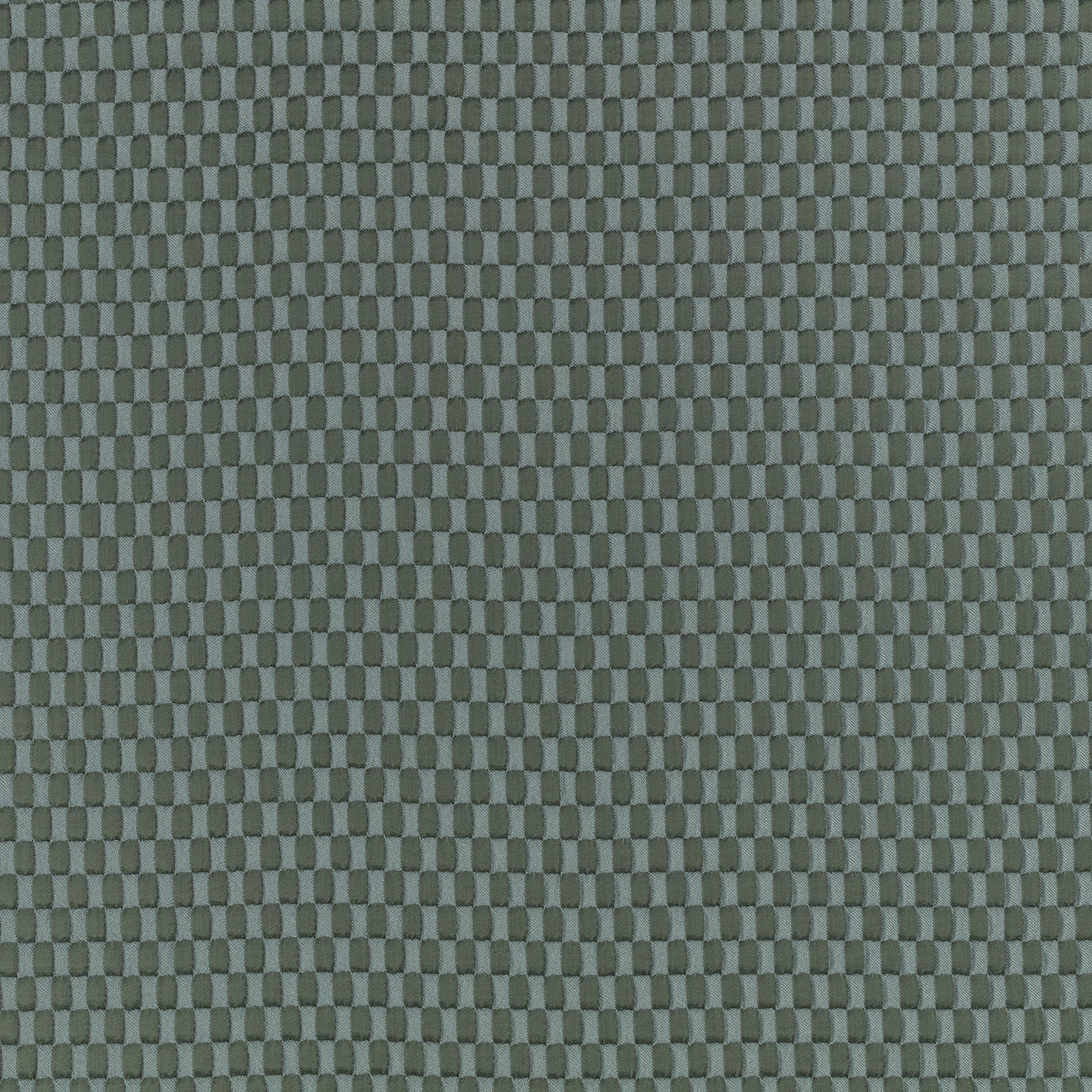Cool petrol blue-green upholstery weave with small interlocking rectangular motifs