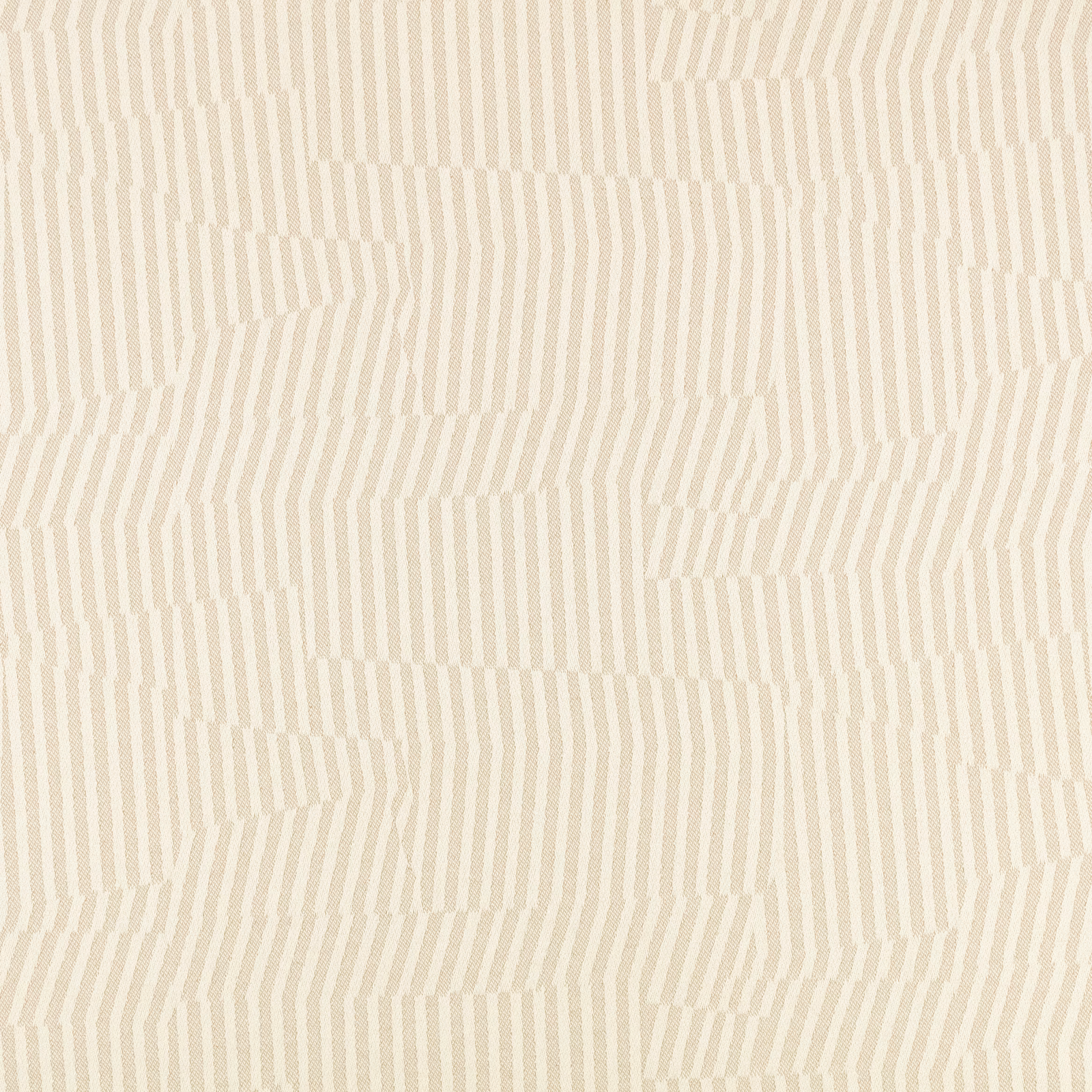 Chalk cream upholstery fabric with irregular beige vertical geometric stripes and woven texture