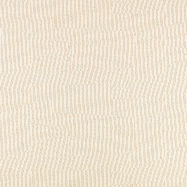 Chalk cream upholstery fabric with irregular beige vertical geometric stripes and woven texture