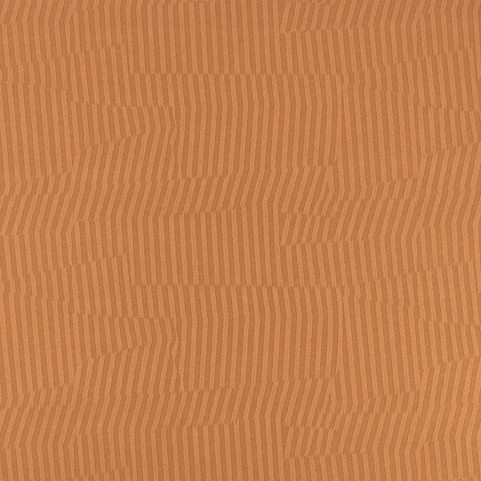 Warm terracotta woven swatch with irregular vertical stepped lines and subtle tonal texture