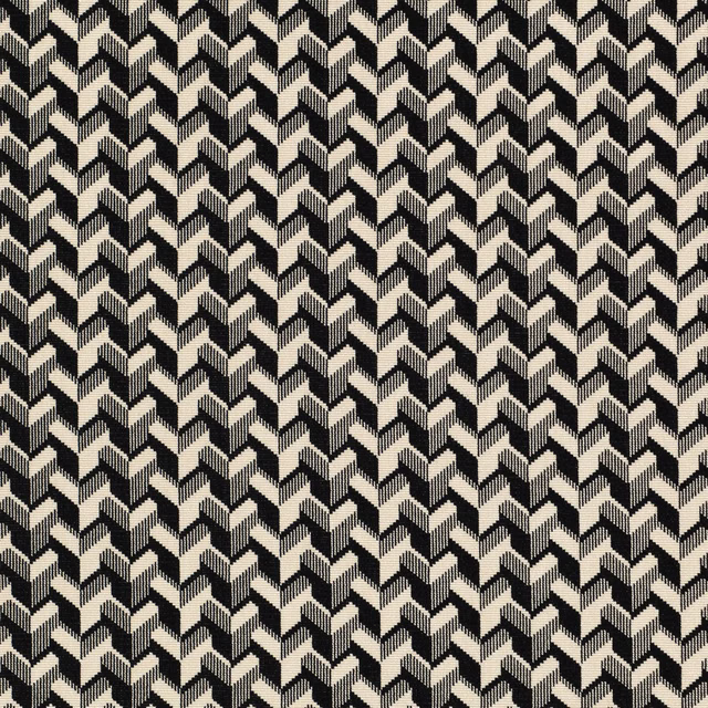 Black and ivory woven zigzags forming a dense, tactile chevron surface