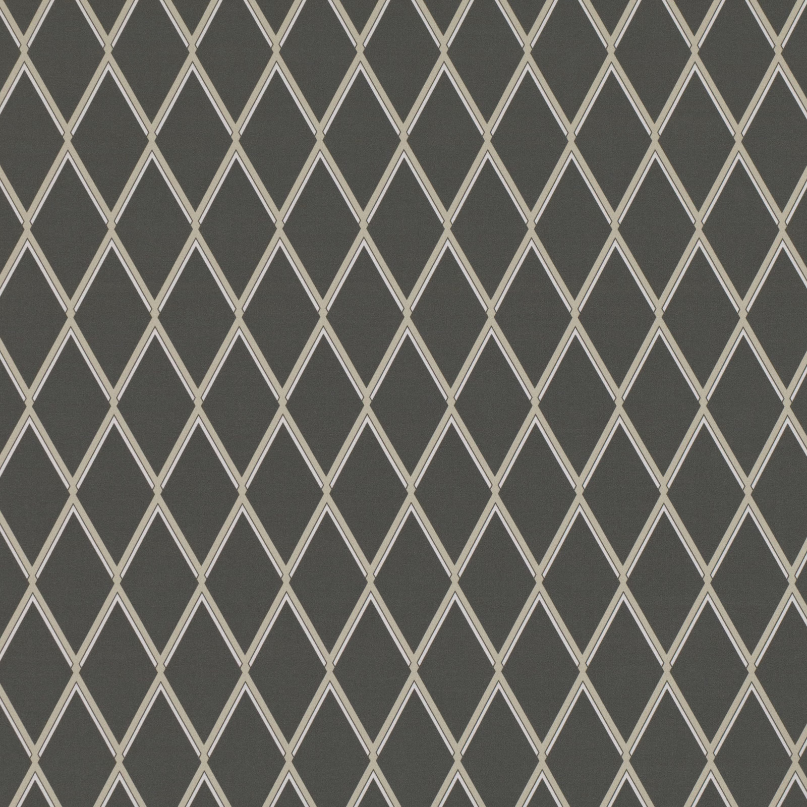 Deep olive-grey textile with a pale interlocking elongated diamond lattice