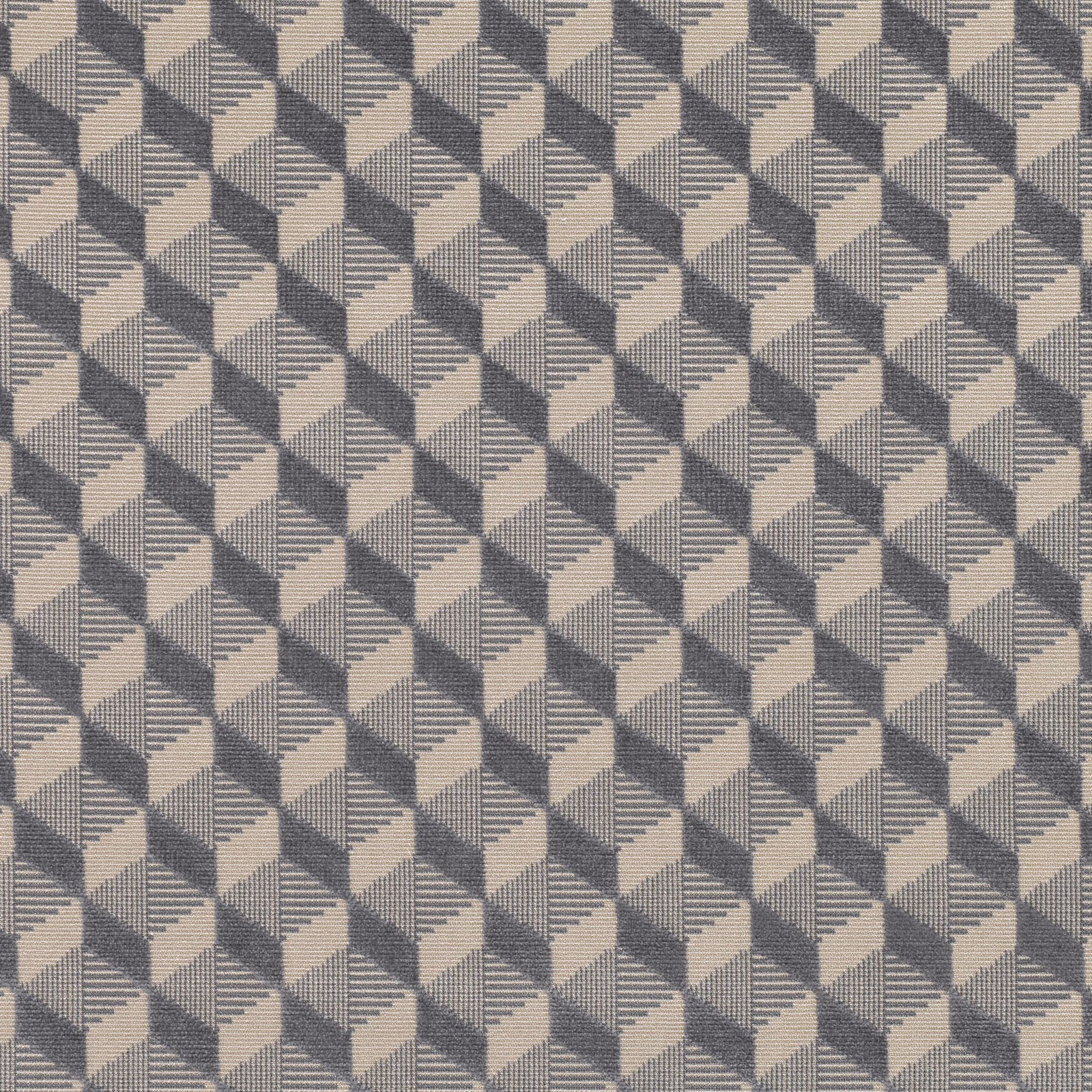 Charcoal and aluminium-grey geometric cube weave with fine horizontal ribbing