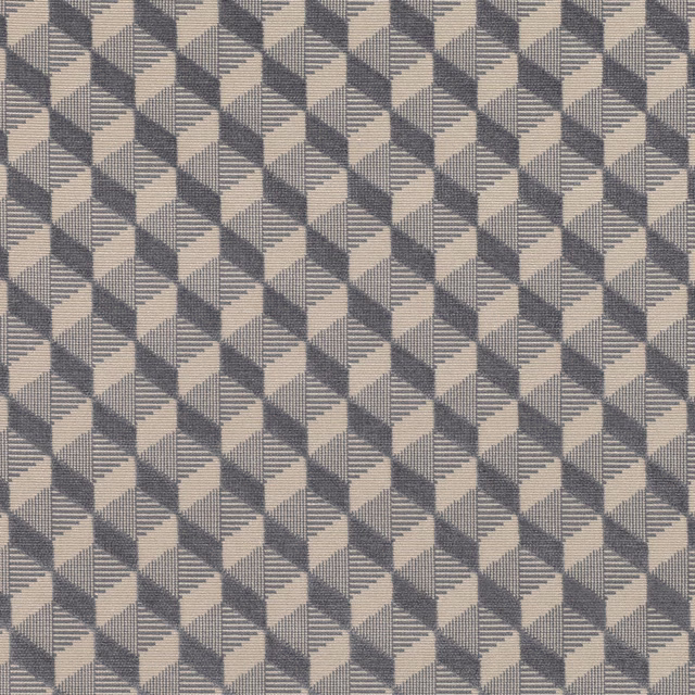 Charcoal and aluminium-grey geometric cube weave with fine horizontal ribbing