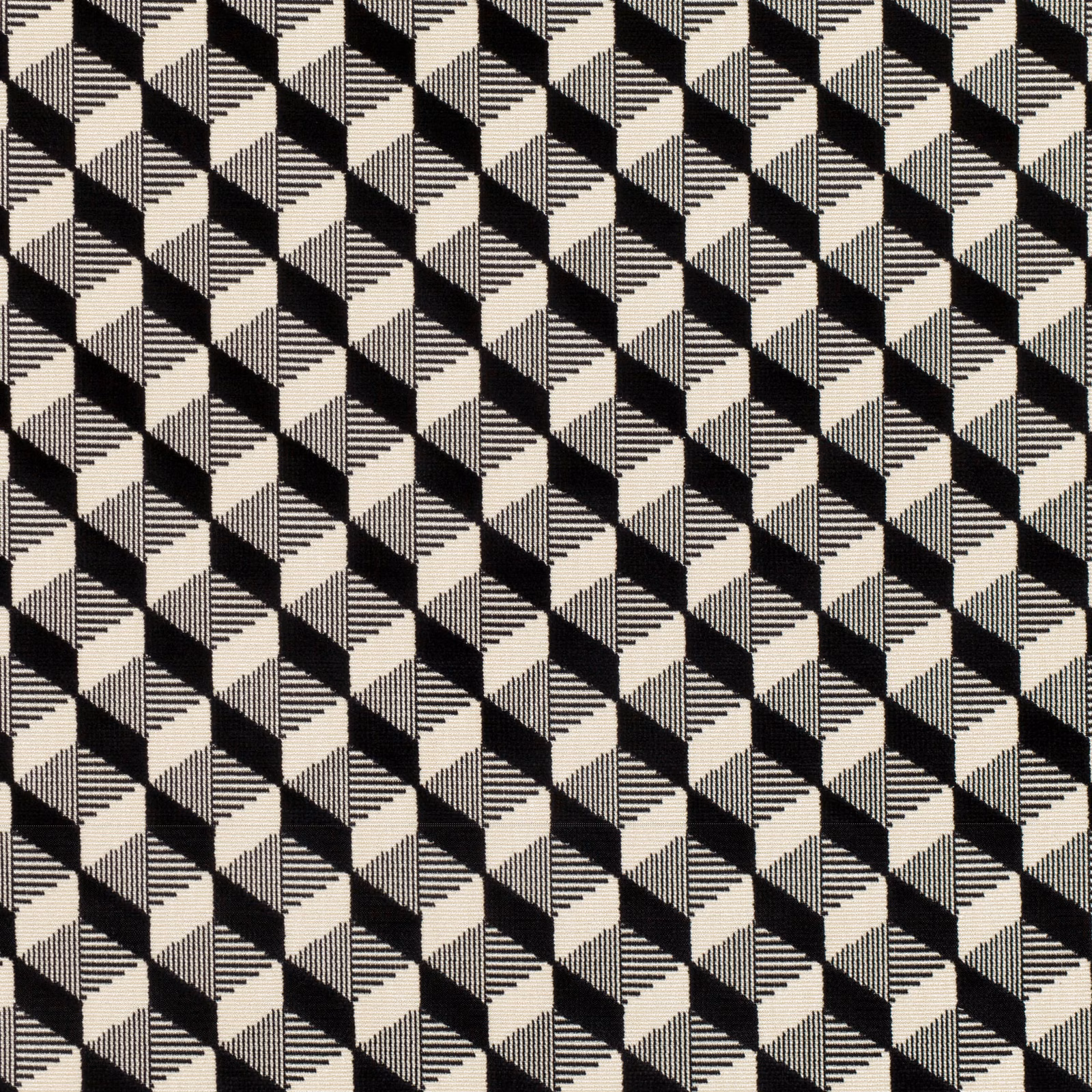 Black and ivory tessellated cube pattern with fine woven line detail