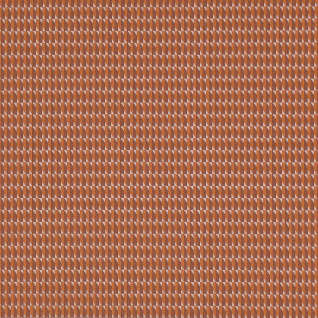 Burnt orange fabric with dense cream and taupe diamond geometry and fine textured surface