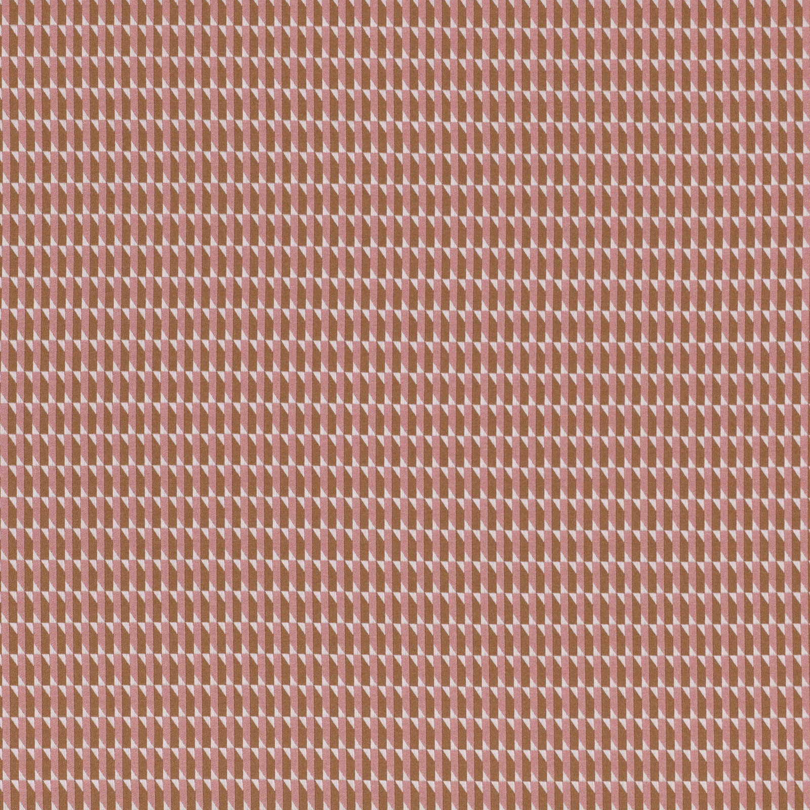 Small geometric woven repeat in clay terracotta, dusty pink and pale cream