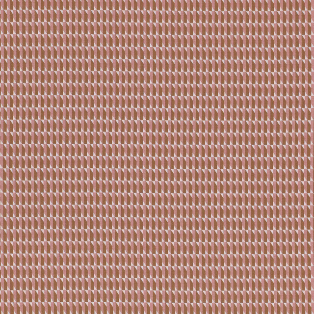 Small geometric woven repeat in clay terracotta, dusty pink and pale cream