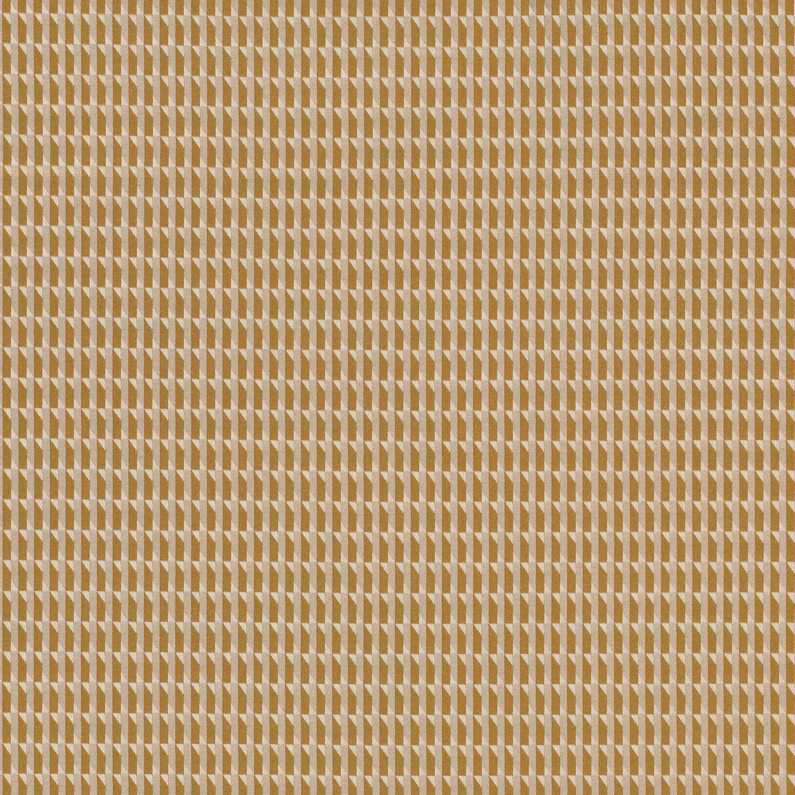 Warm ochre fabric with tightly woven rows of small cream geometric diamond motifs