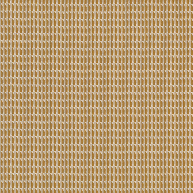 Warm ochre fabric with tightly woven rows of small cream geometric diamond motifs