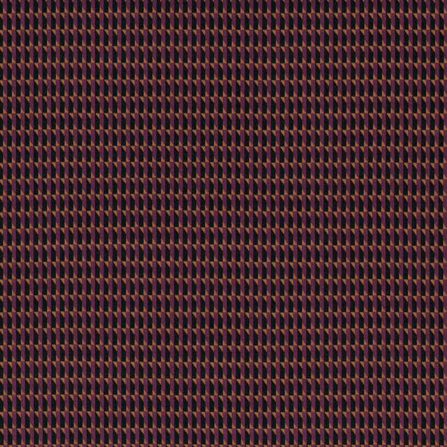 Deep plum woven fabric with tiny rust, ochre and black geometric diamonds
