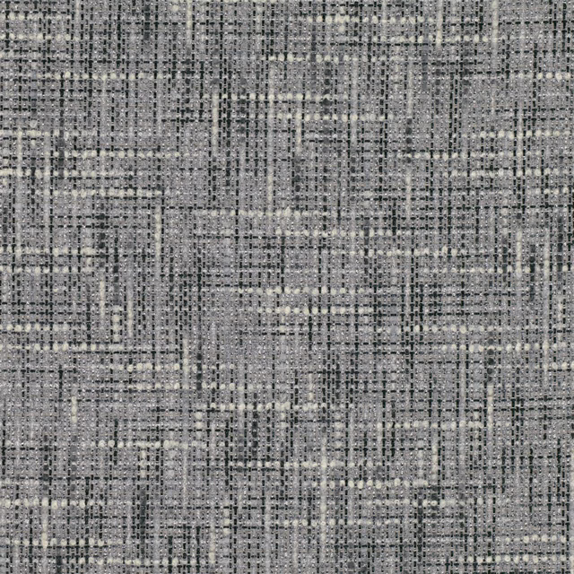 Cool grey woven swatch with charcoal and ivory irregular crosshatch texture