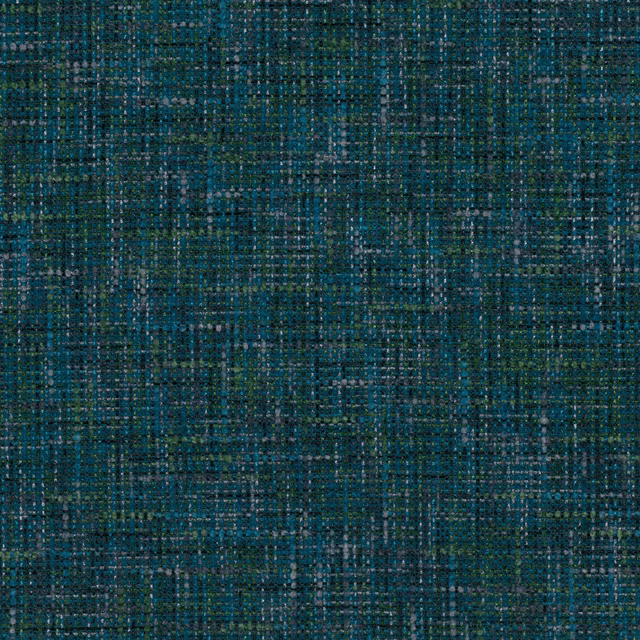 Deep teal woven swatch with navy, green and grey flecks in a broken grid