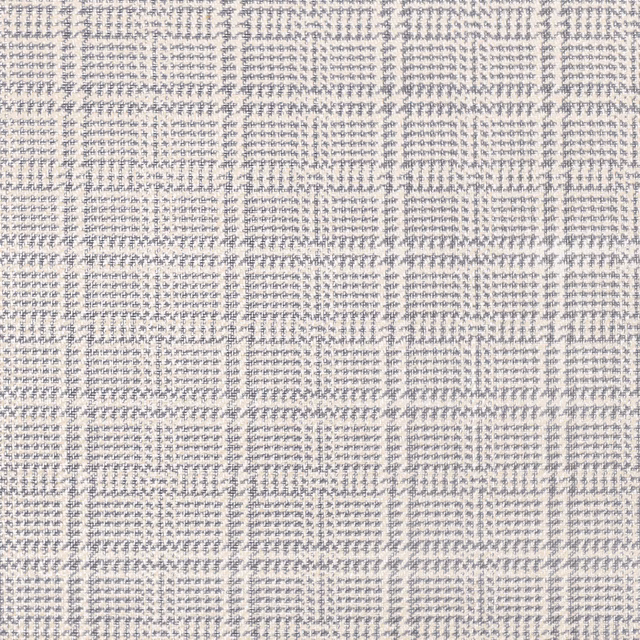 Cool silver-grey woven upholstery with an irregular pale checked texture