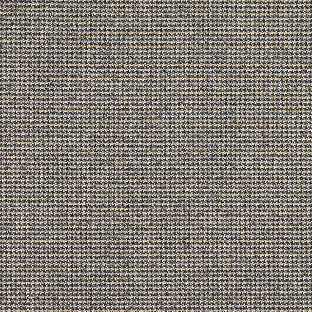 Close-up of charcoal and ivory tightly woven monochrome fabric with fine peppered texture