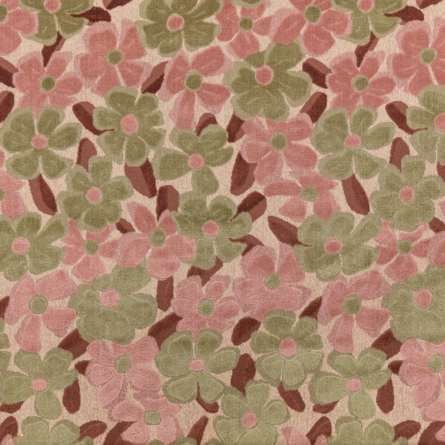 Dusty rose floral weave with olive blooms and burgundy leaf accents