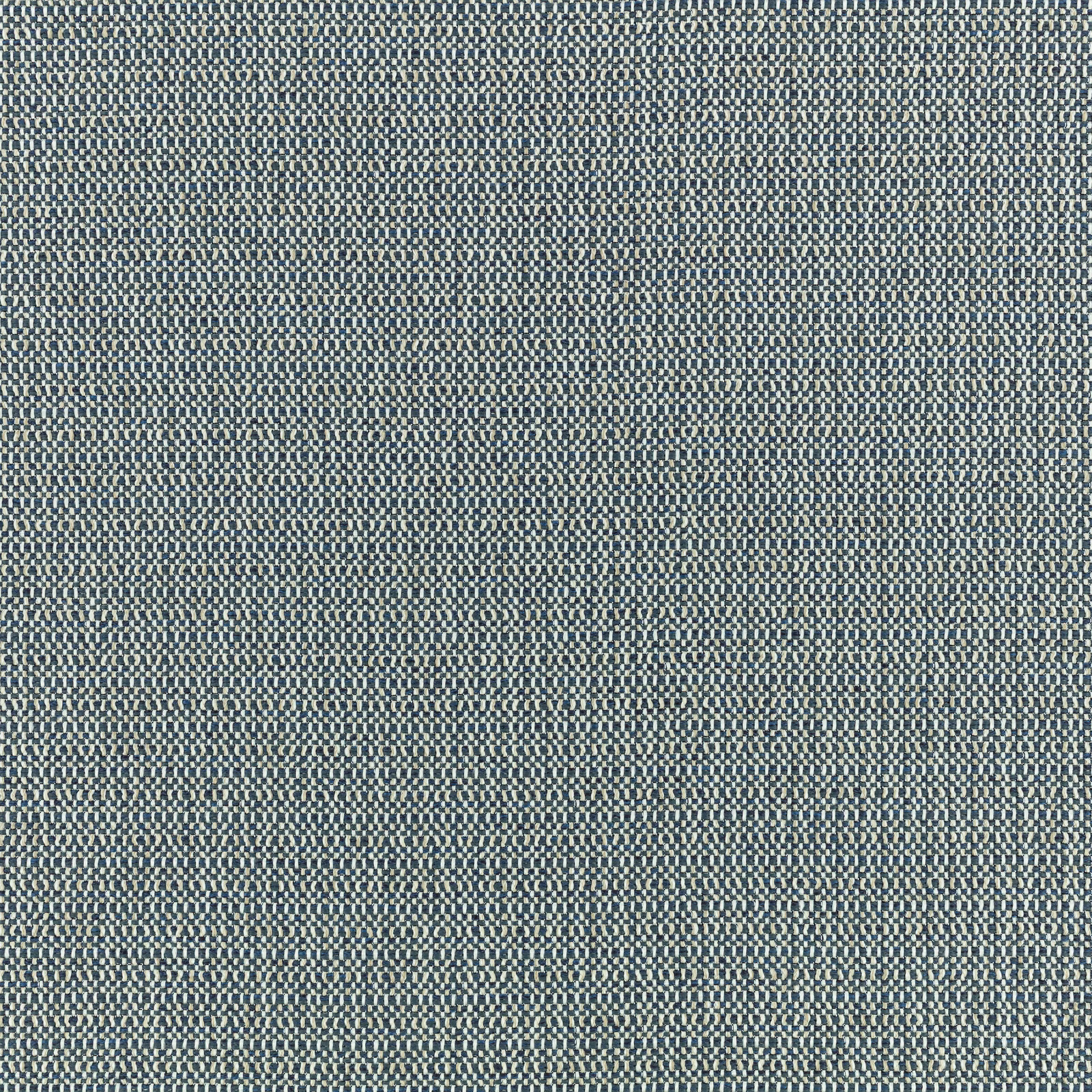 Close-up of muted indigo fabric with a tiny pale-and-blue woven check texture