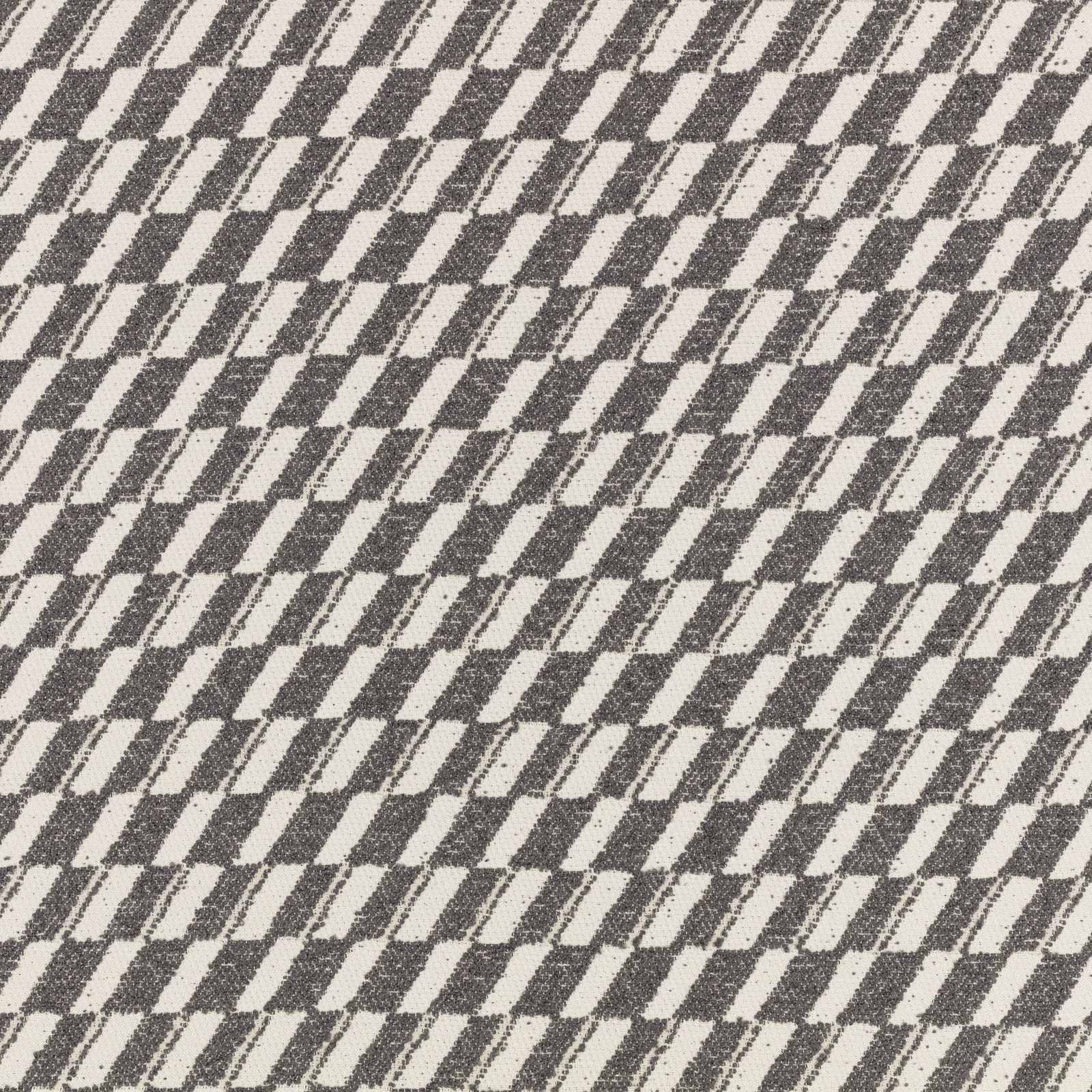 Charcoal and ivory woven fabric with a broken diagonal check and flecked texture